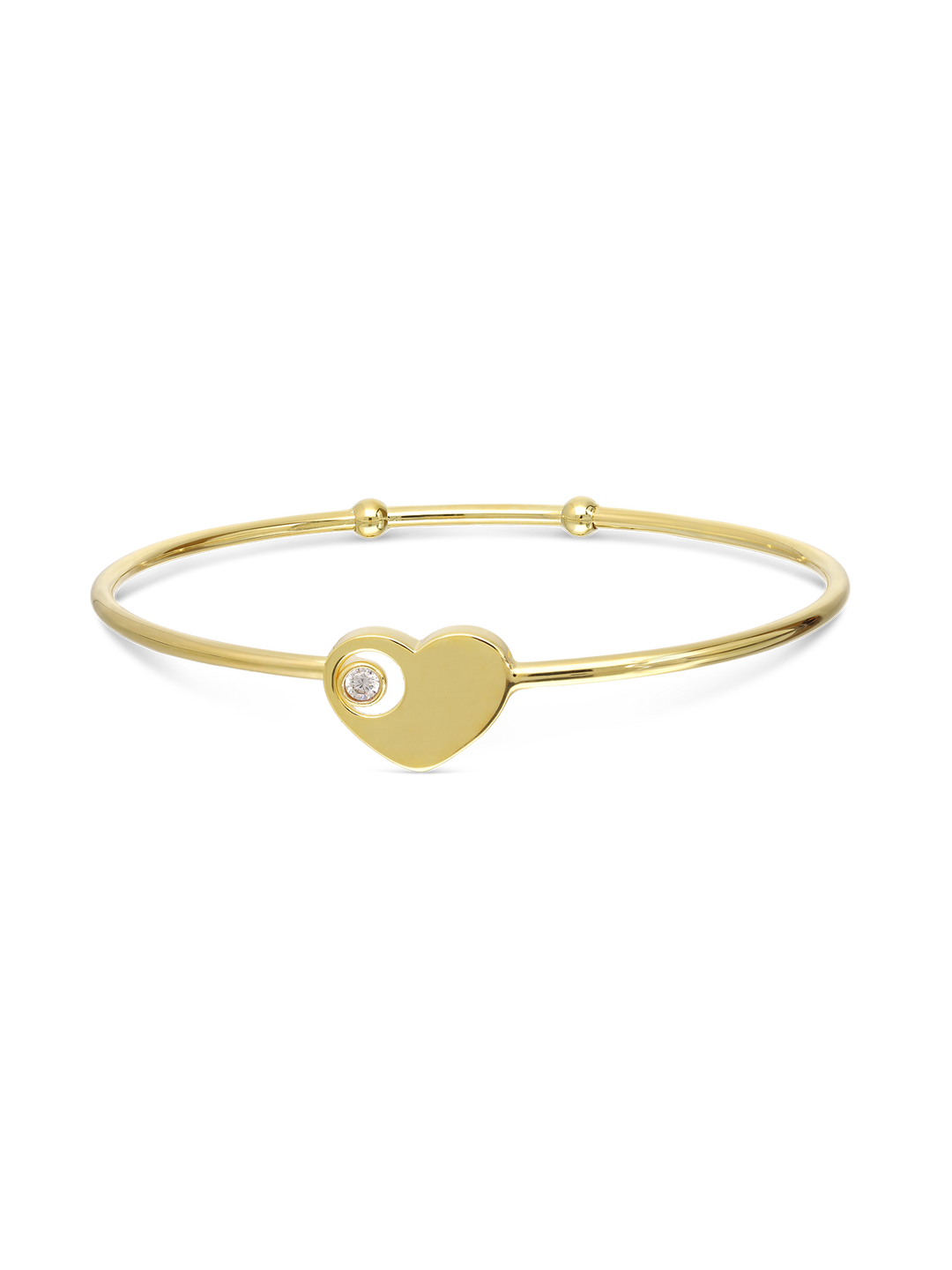 Pulseira rígida coração banhada a ouro com zircónia