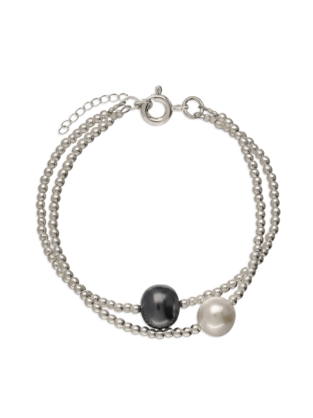 Pulseira de pedra com hematita, madrepérola e hematite