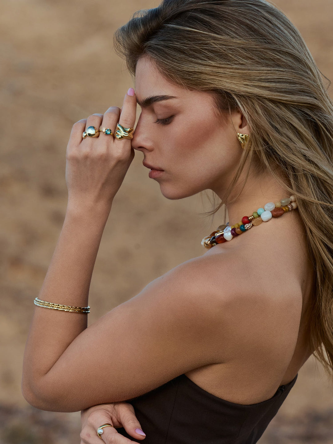 Pulseira rígida banhada a ouro