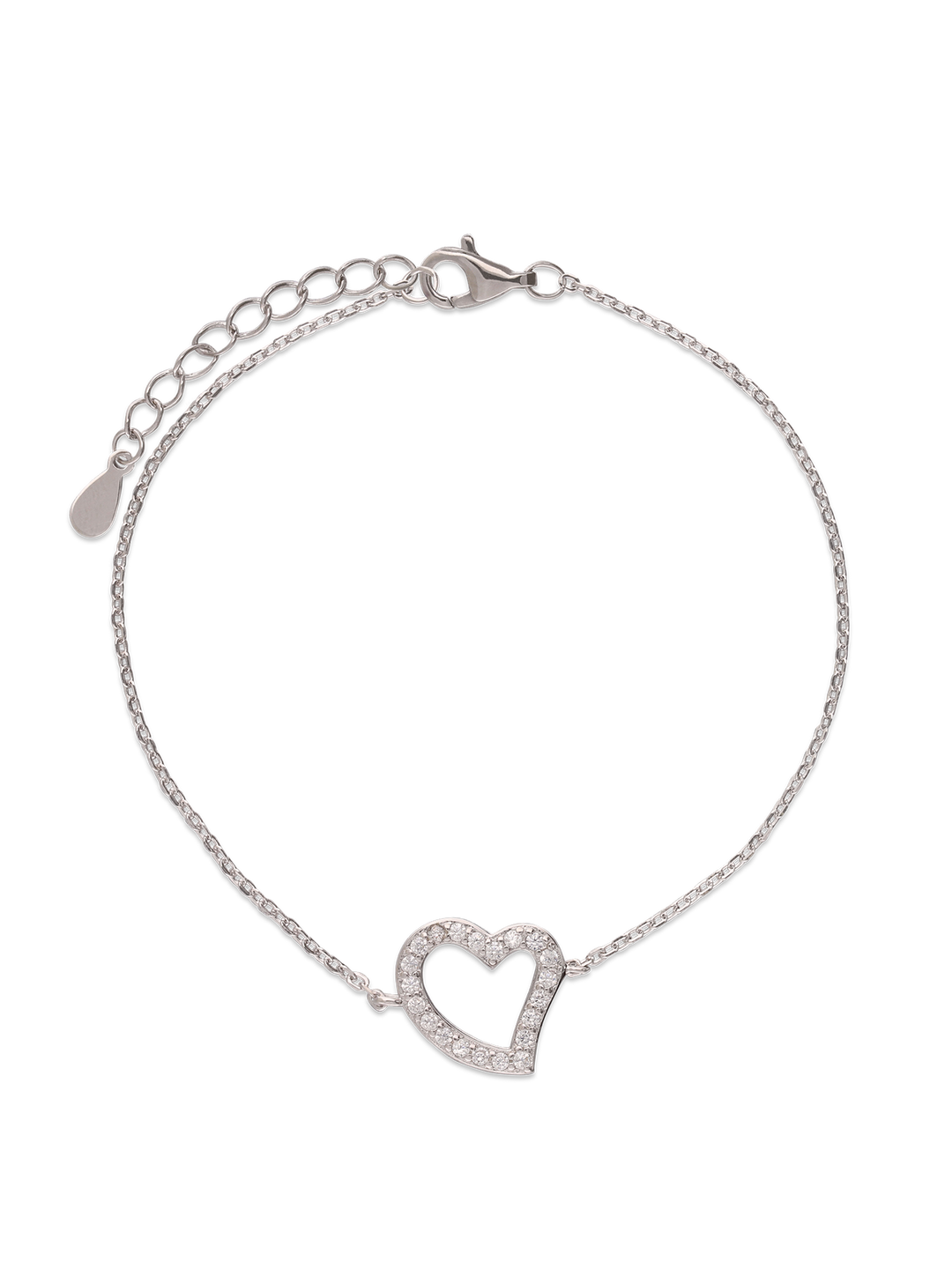 Pulseira coração em prata 925 com zircónia