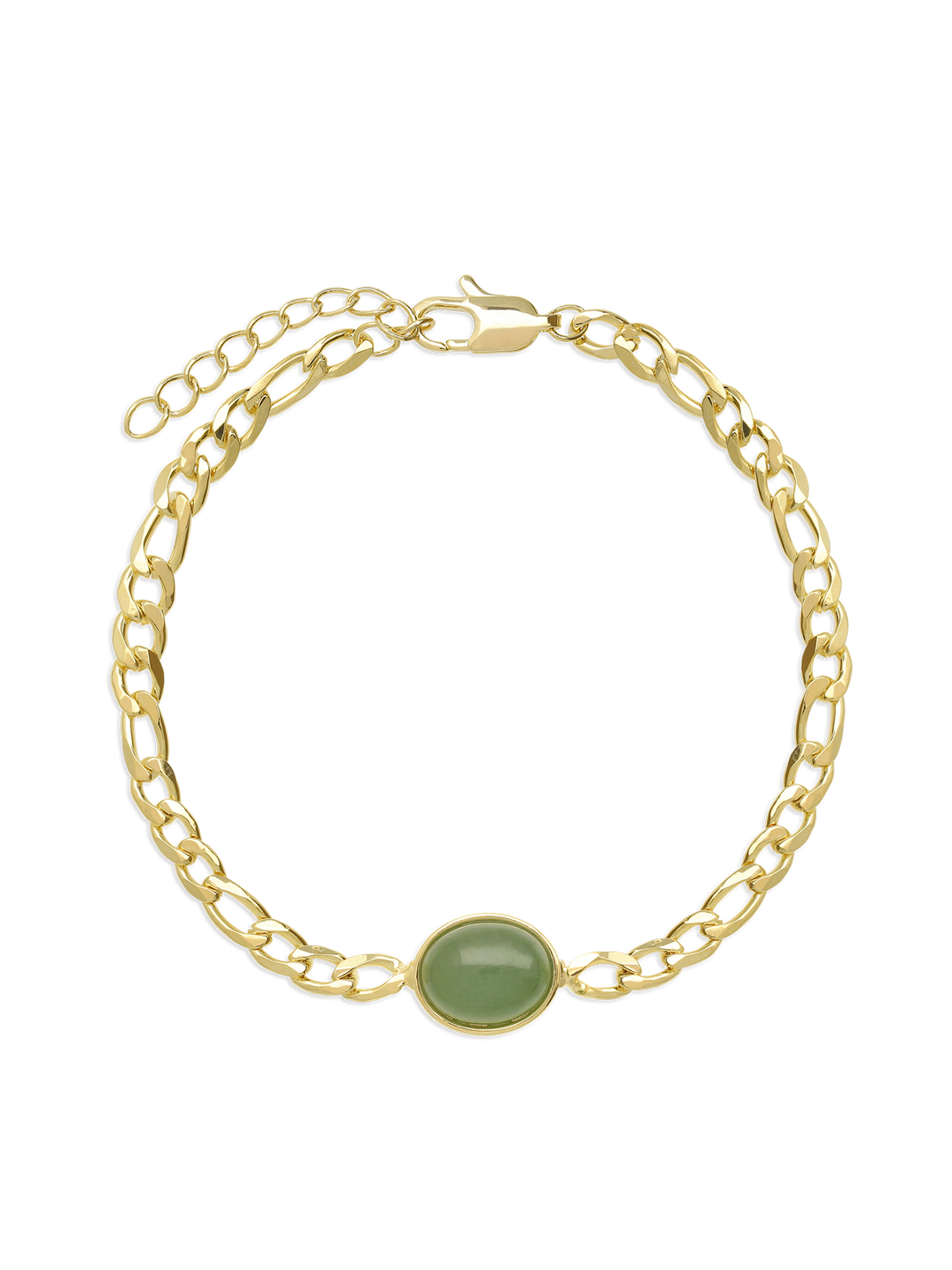 Pulseira de corrente banhada a ouro com aventurina verde