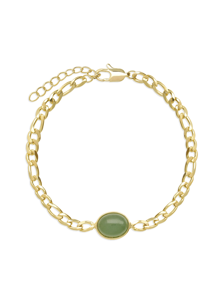 Pulseira de corrente banhada a ouro com aventurina verde