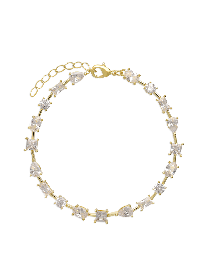 Pulseira banhada a ouro com zircónia