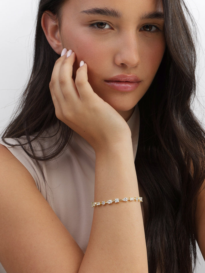 Pulseira banhada a ouro com zircónia
