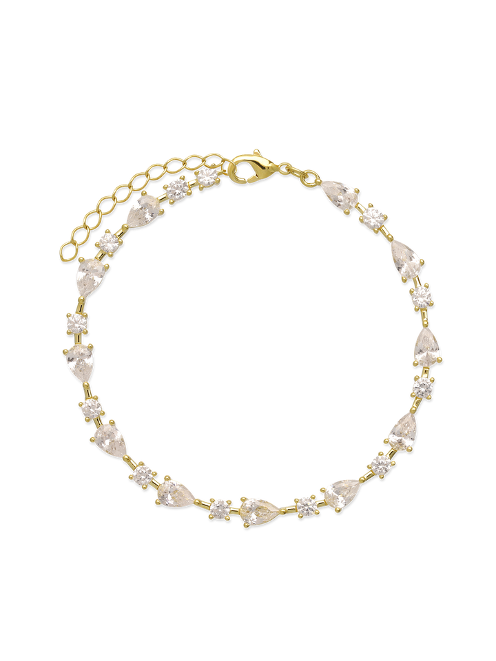 Pulseira delicada banhado a ouro com zircónias