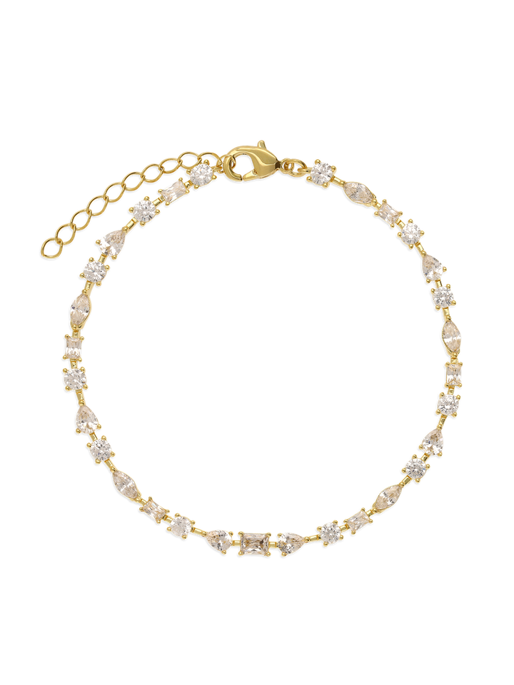 Pulseira delicada banhada a ouro com zircónia