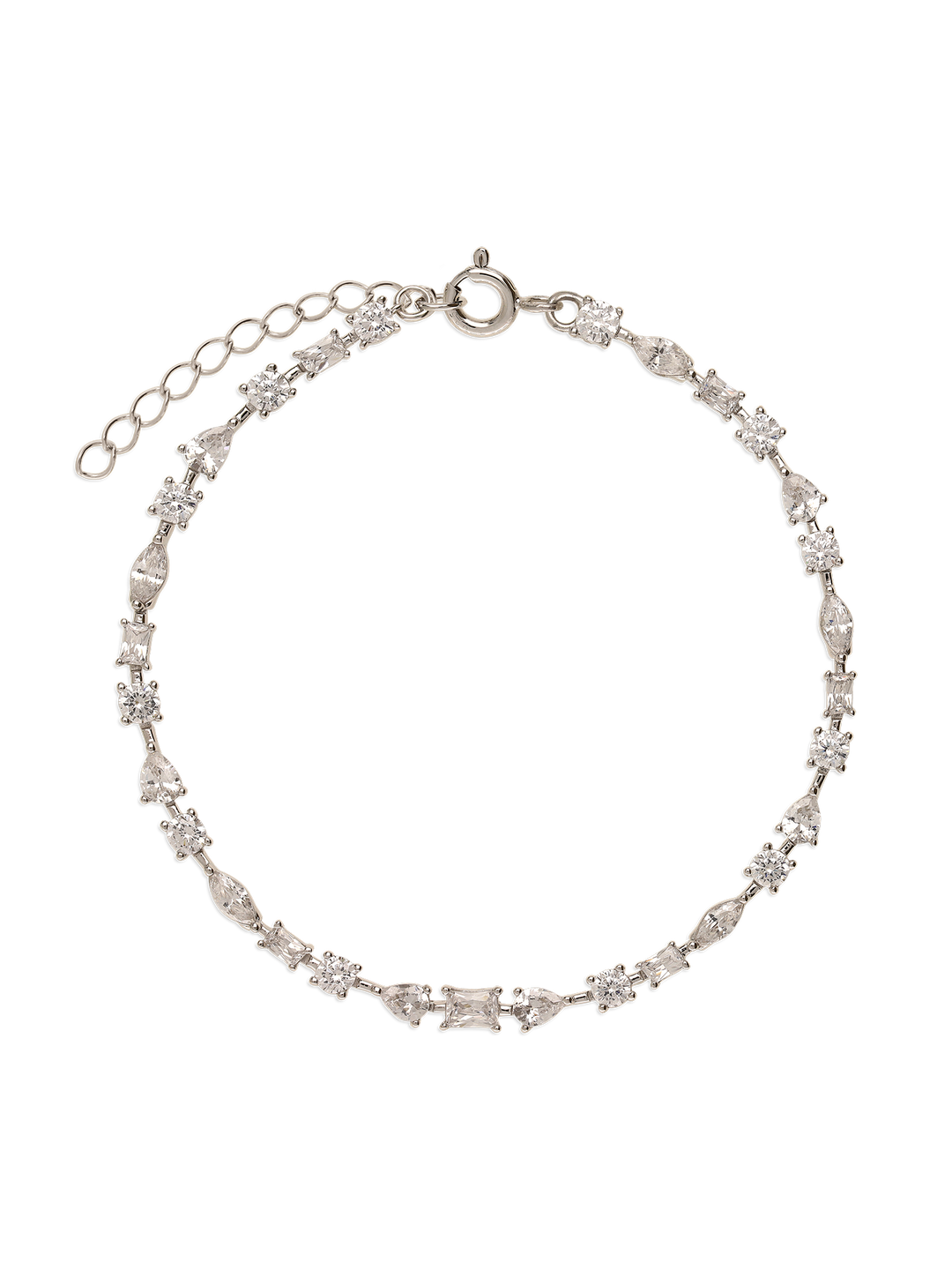 Pulseira delicada em prata 925 com zircónias transparentes