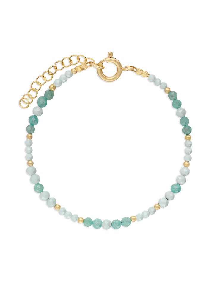 Pulseira de pedra banhada a ouro com zircónia verde
