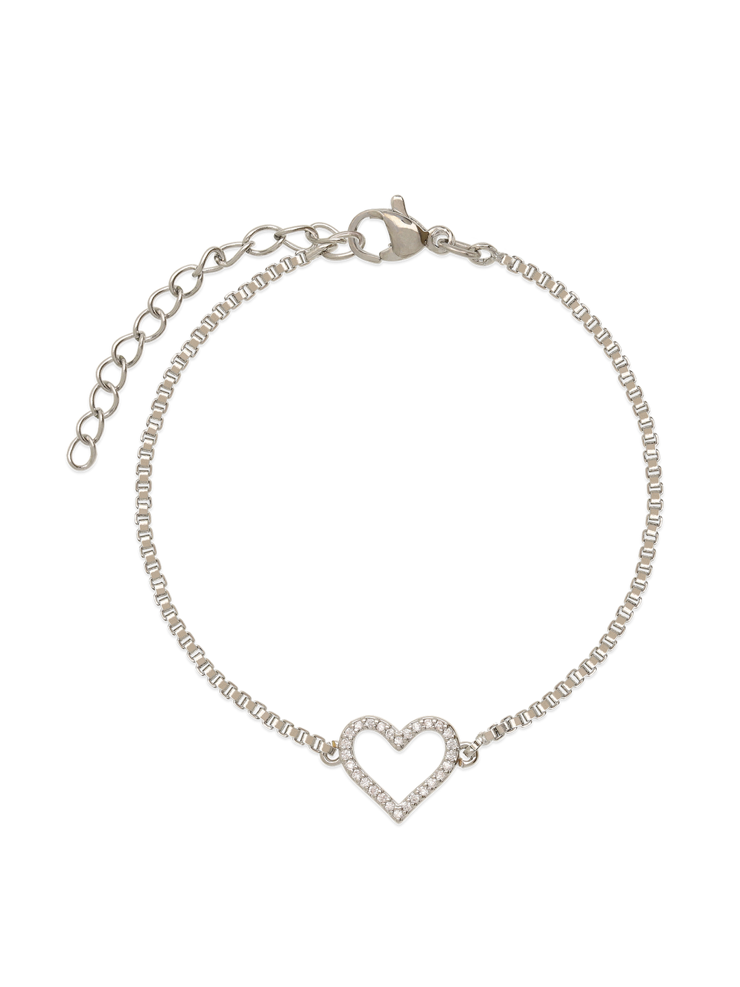 Pulseira coração em aço inoxidável com zircónia