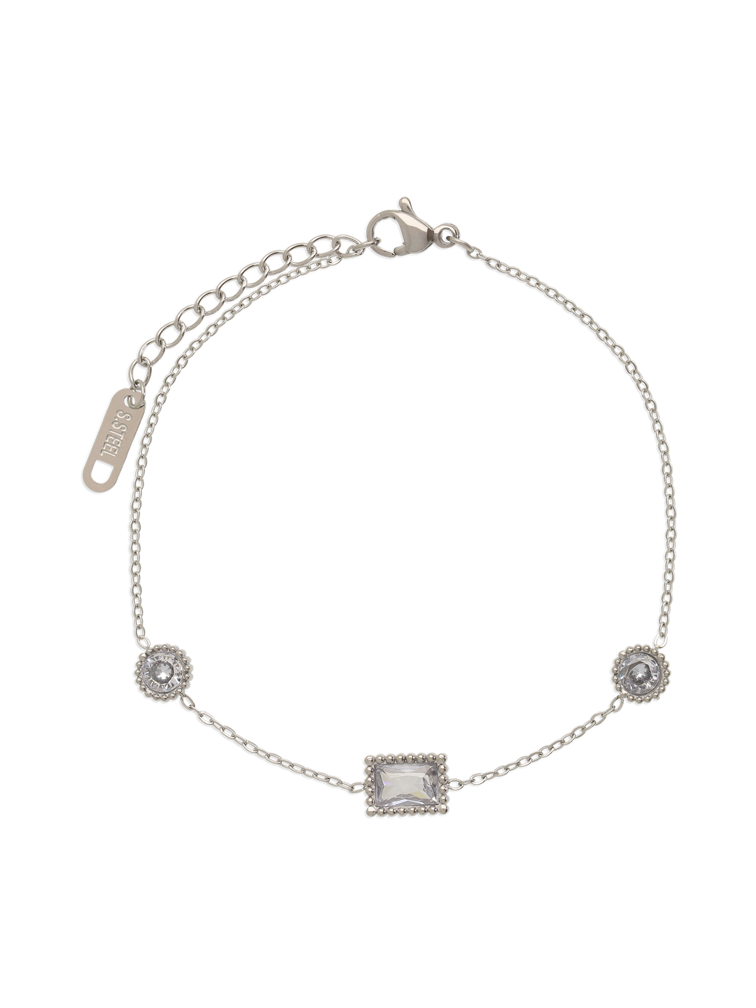 Pulseira em aço inoxidável com zircónia