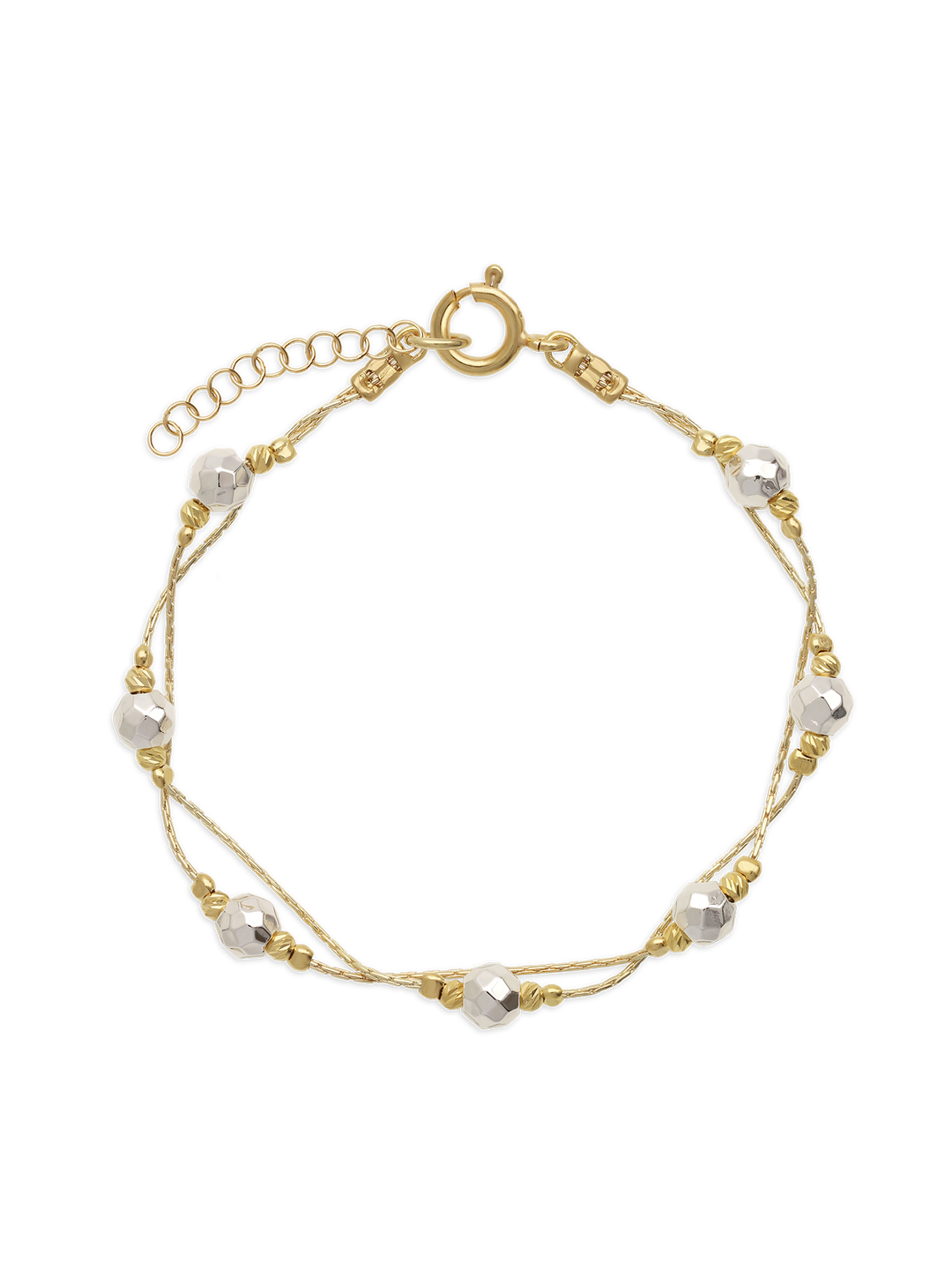 Pulseira dupla banhada a ouro com hematite prateada