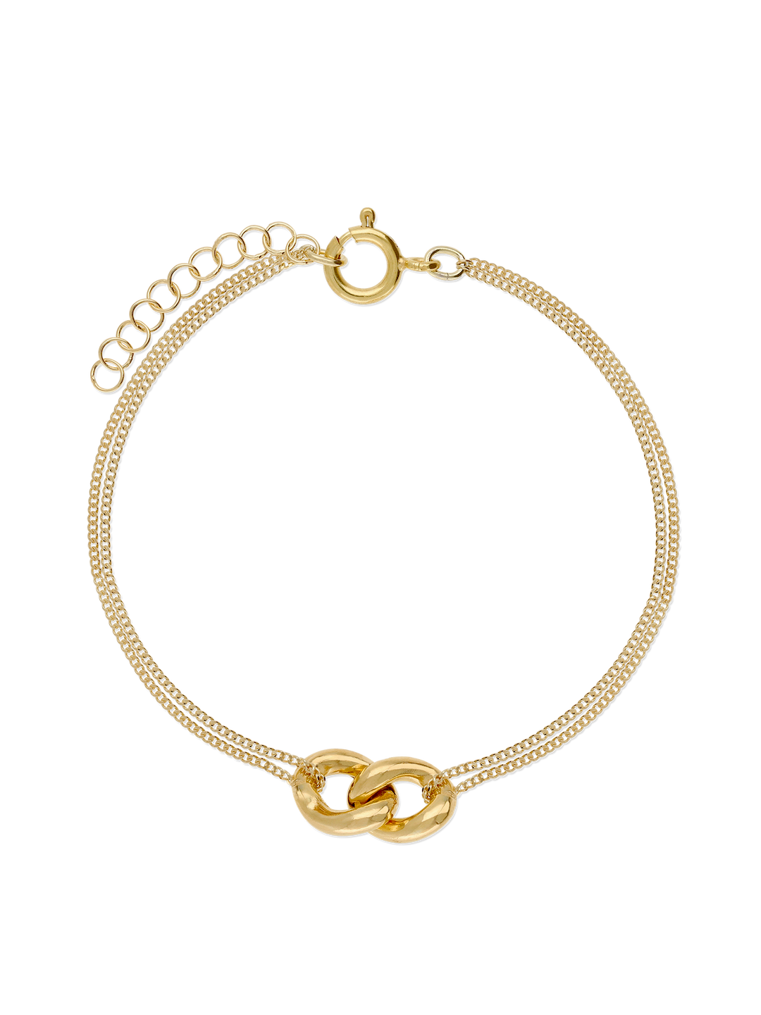 Pulseira dupla banhada a ouro com elos entrelaçados