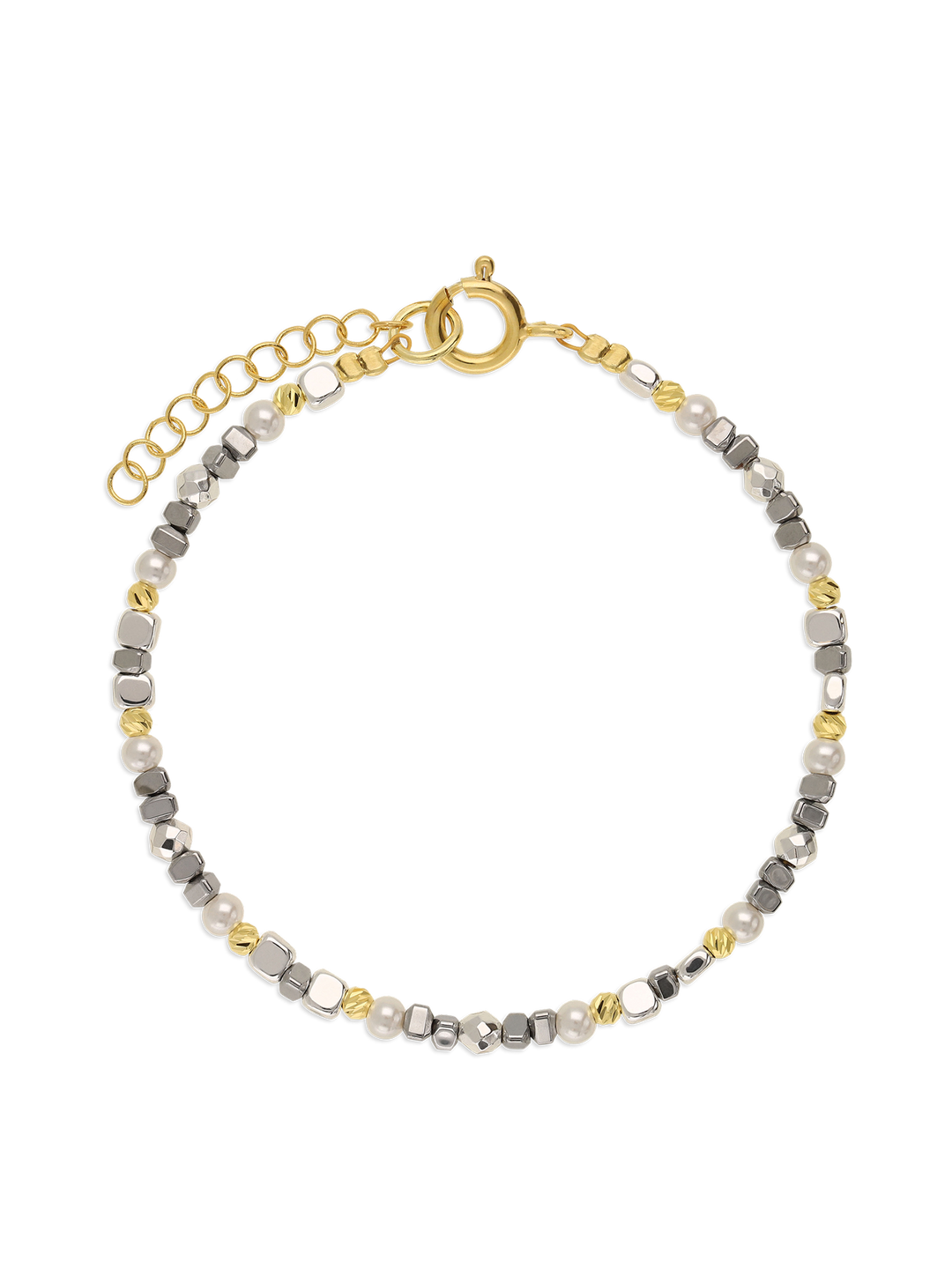 Pulseira de pedras com hematite e madrepérola