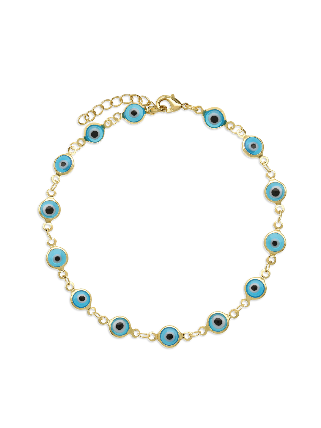 Pulseira para tornozelo banhada a ouro com esmalte e cristais coloridos