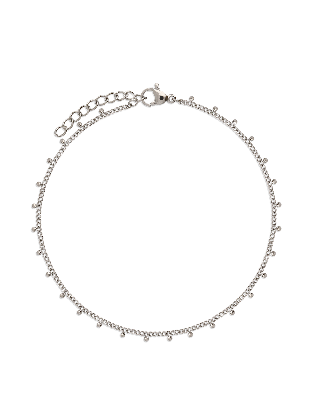 Pulseira para Tornozelo em Aço Inoxidável com Detalhes Redondos Prateados
