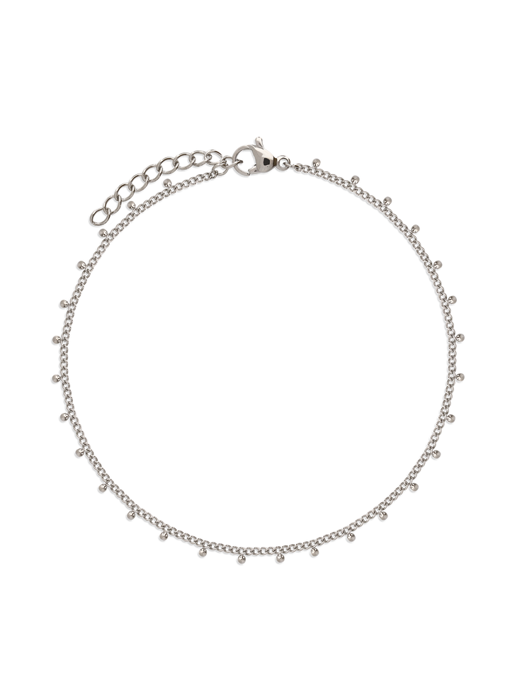 Pulseira para Tornozelo em Aço Inoxidável com Detalhes Redondos Prateados