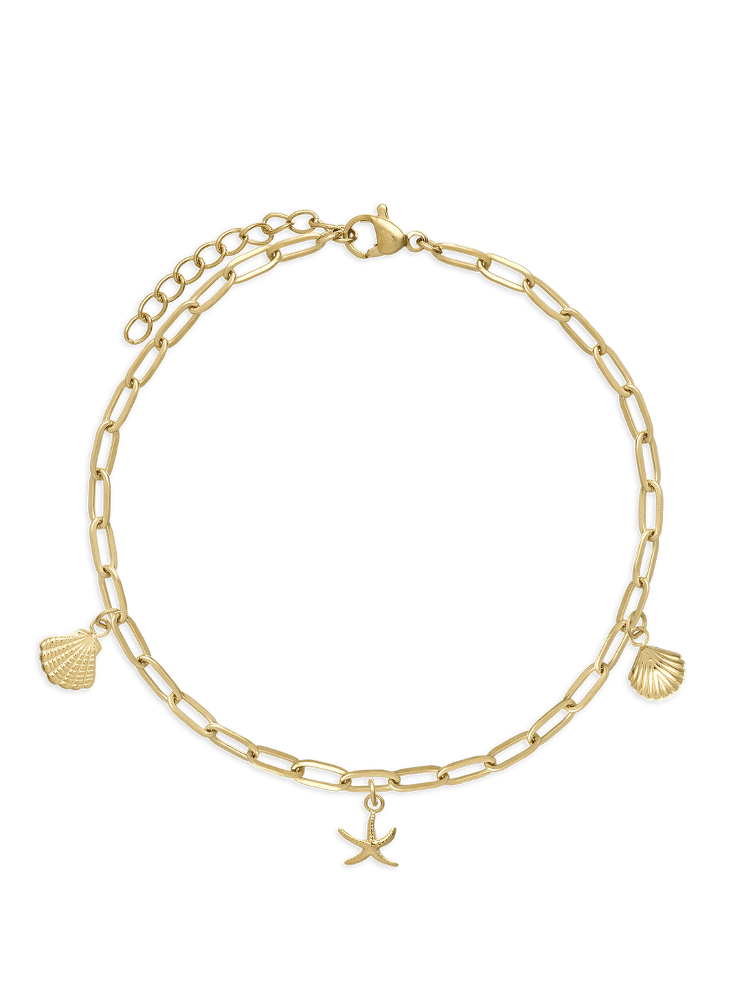 Pulseira para tornozelo em aço inoxidável com pendentes marinhos