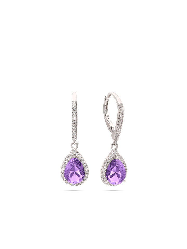 Pendentes em prata 925 com zircónia violeta