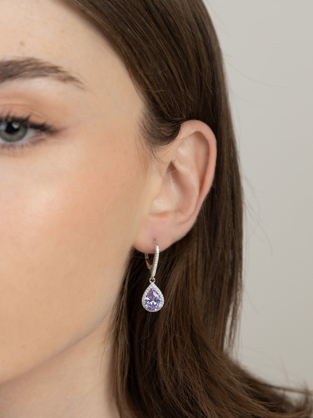 Pendentes em prata 925 com zircónia violeta