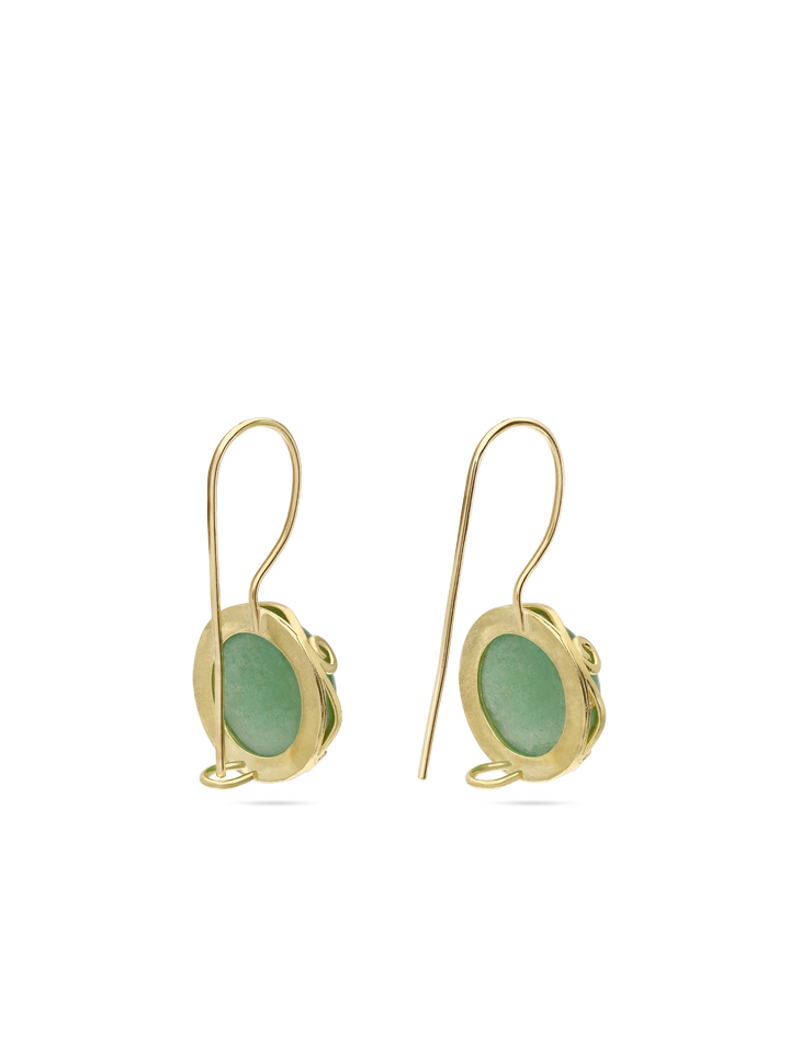 Pendentes banhados a ouro com jadeíte verde