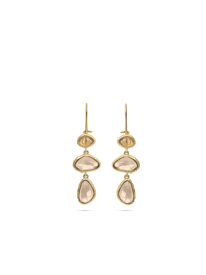 Pendentes banhados a ouro com vidro cristal castanho
