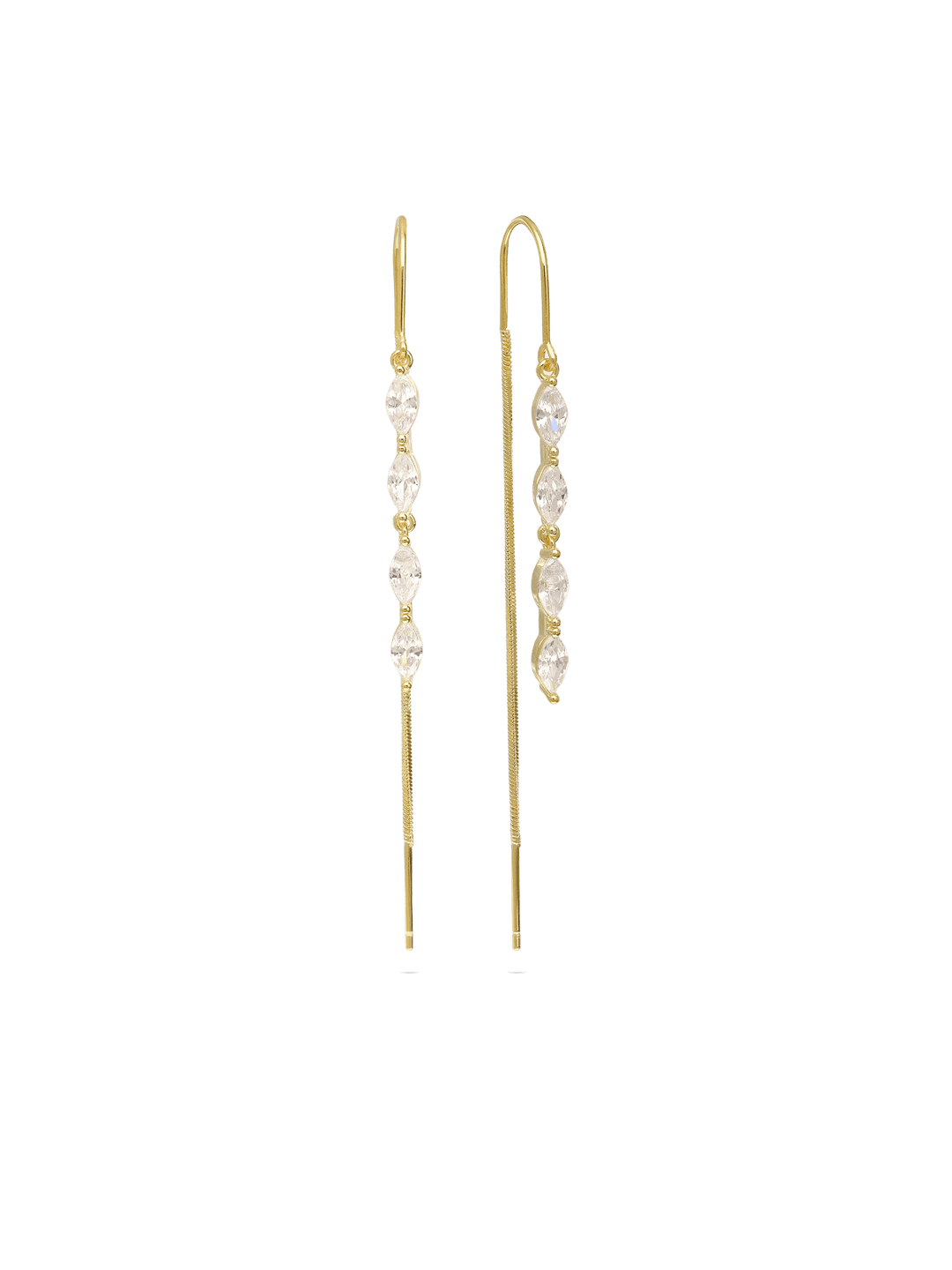 Pendentes banhados a ouro com zircónias transparentes