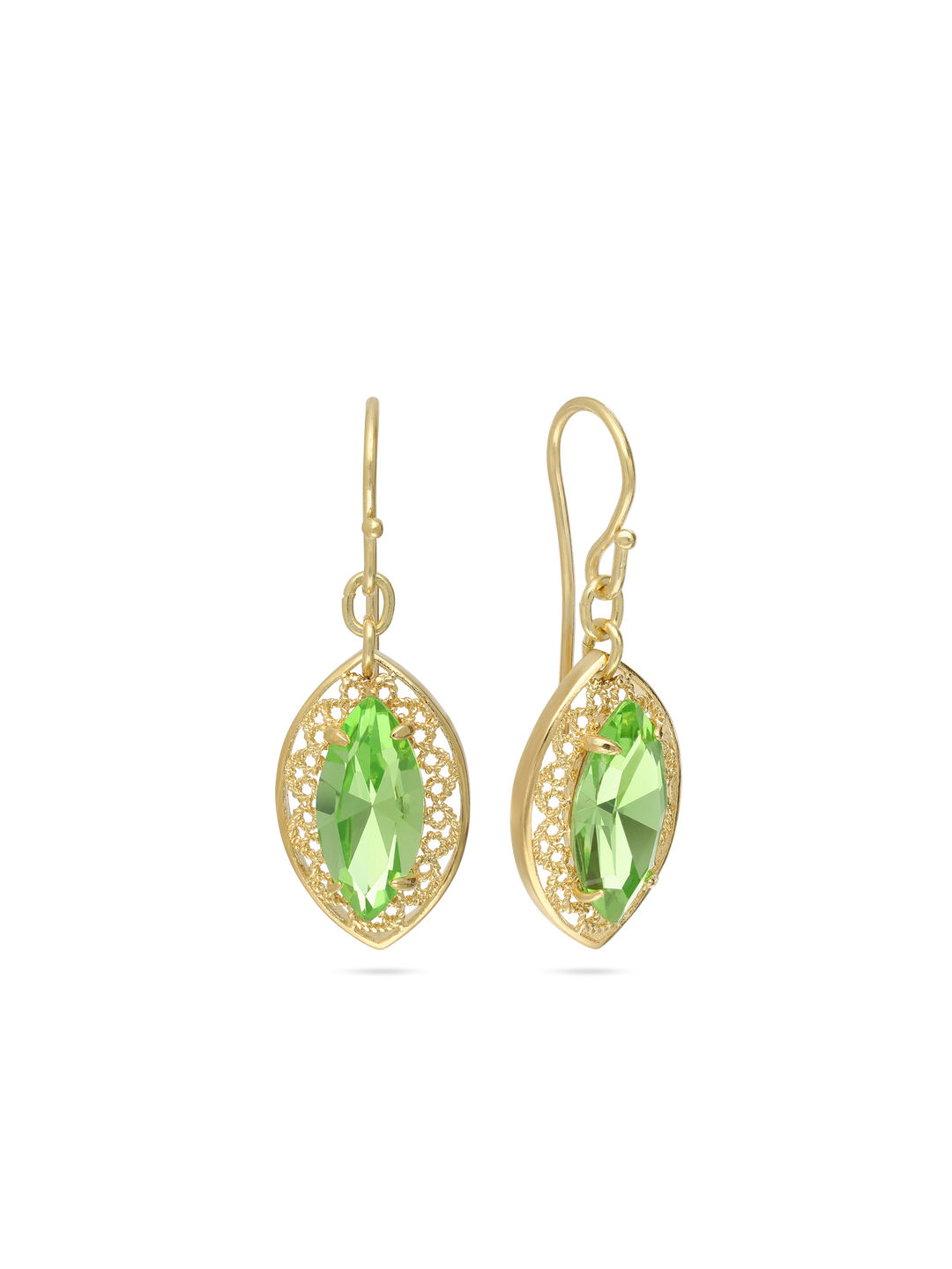 Pendentes banhados a ouro com vidro cristal verde