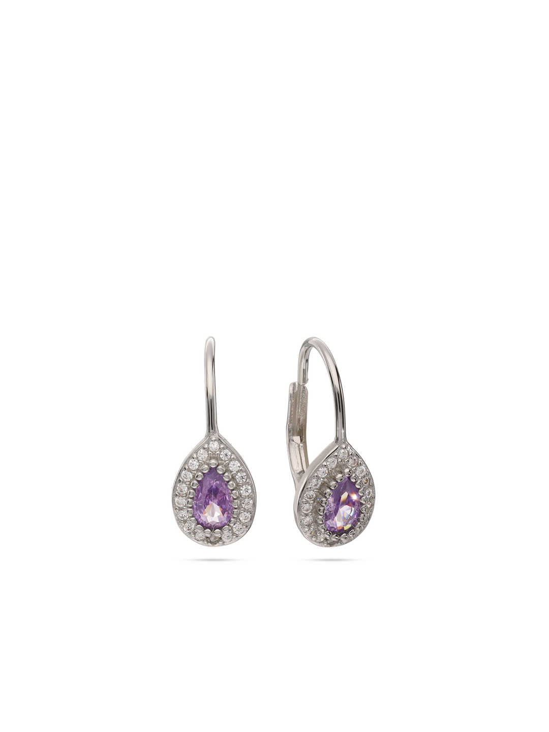Pendentes em prata 925 com zircónia violeta