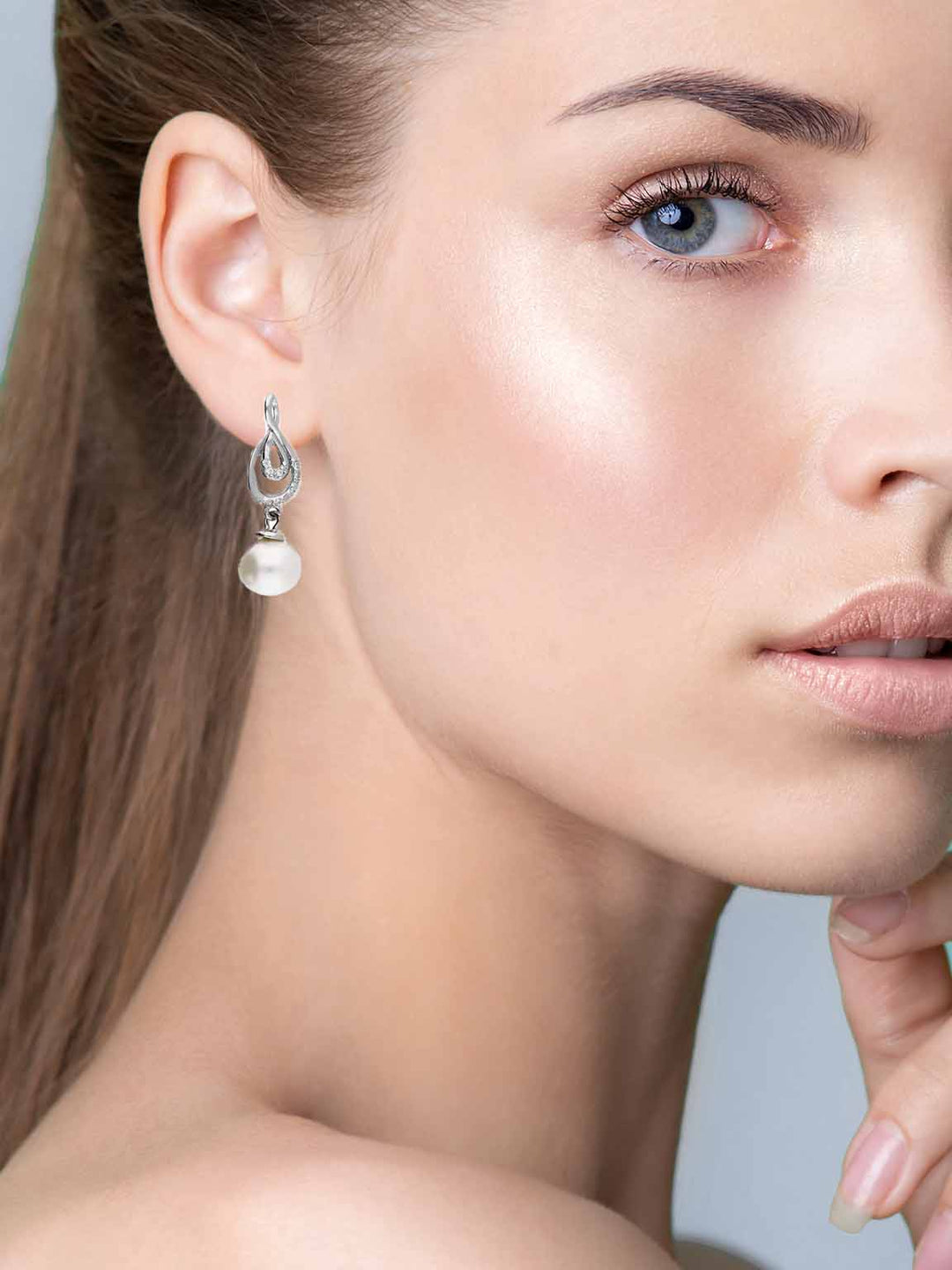 Pendentes em prata 925 com zircónia e pérola