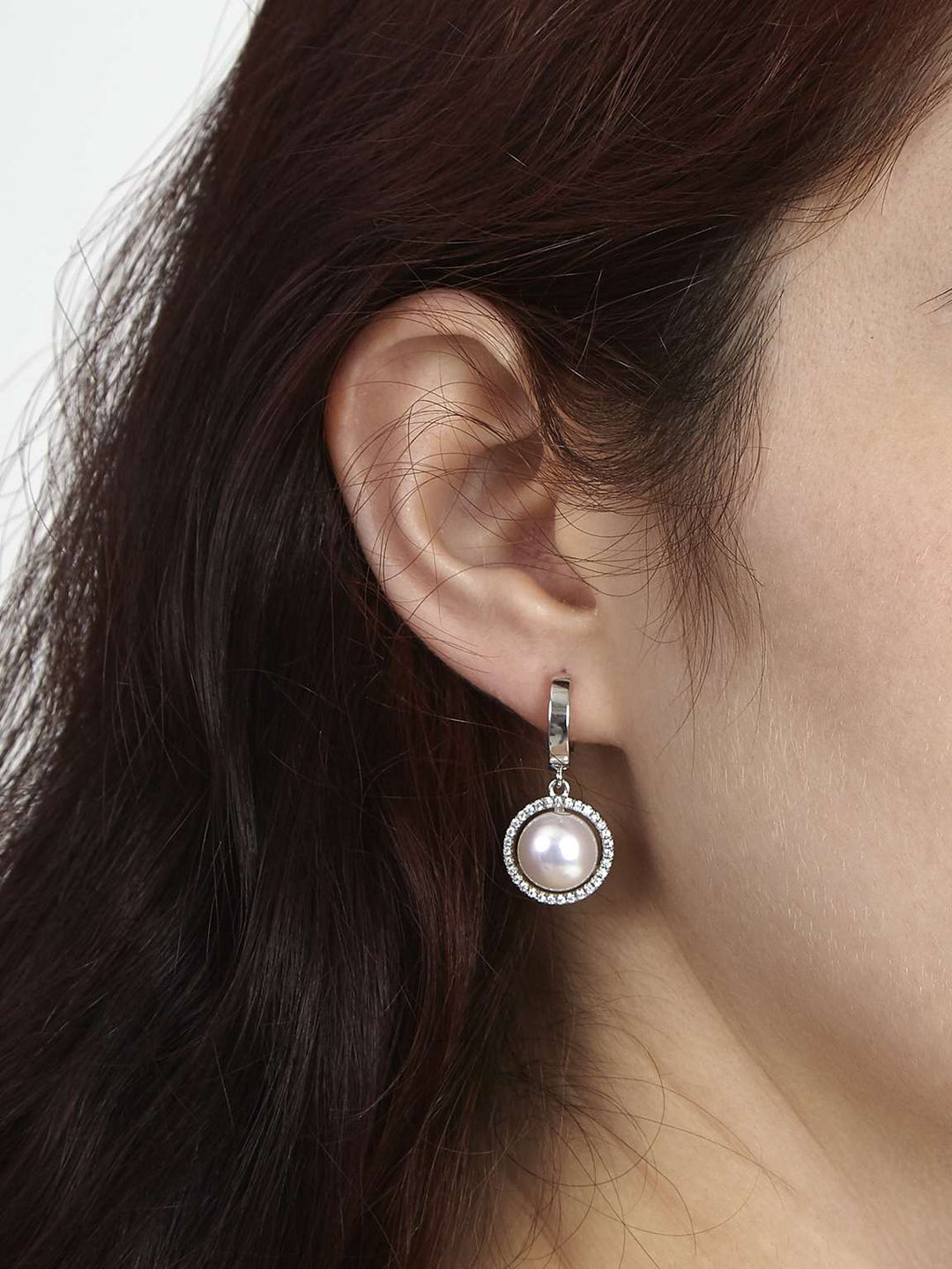 Pendentes em prata 925 com zircónia e pérola