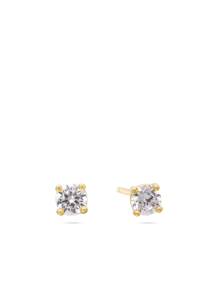 Brincos de placa banhados a ouro com zircónias transparentes
