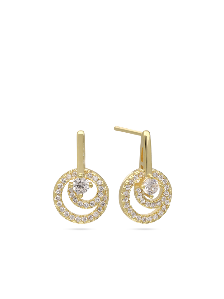 Pendentes espiral banhados a ouro com zircónias transparentes