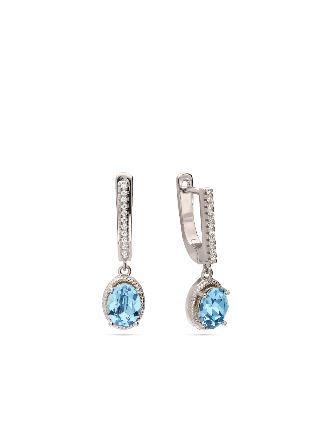 Pendentes em prata 925 com zircónia e cristal swarovski azul