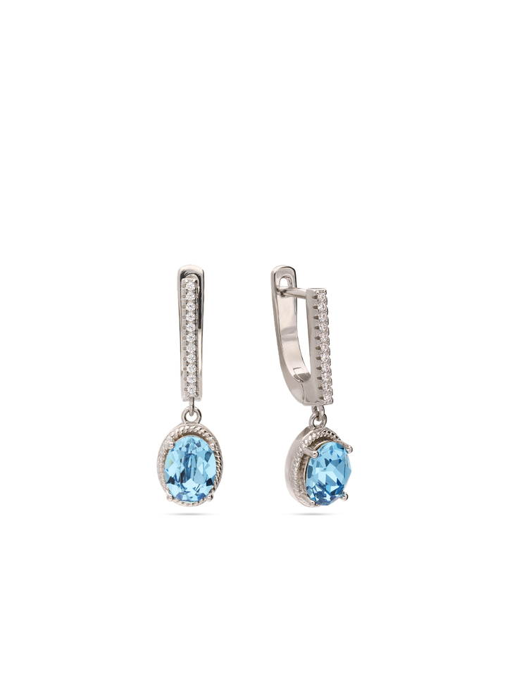 Pendentes em prata 925 com zircónia e cristal swarovski azul