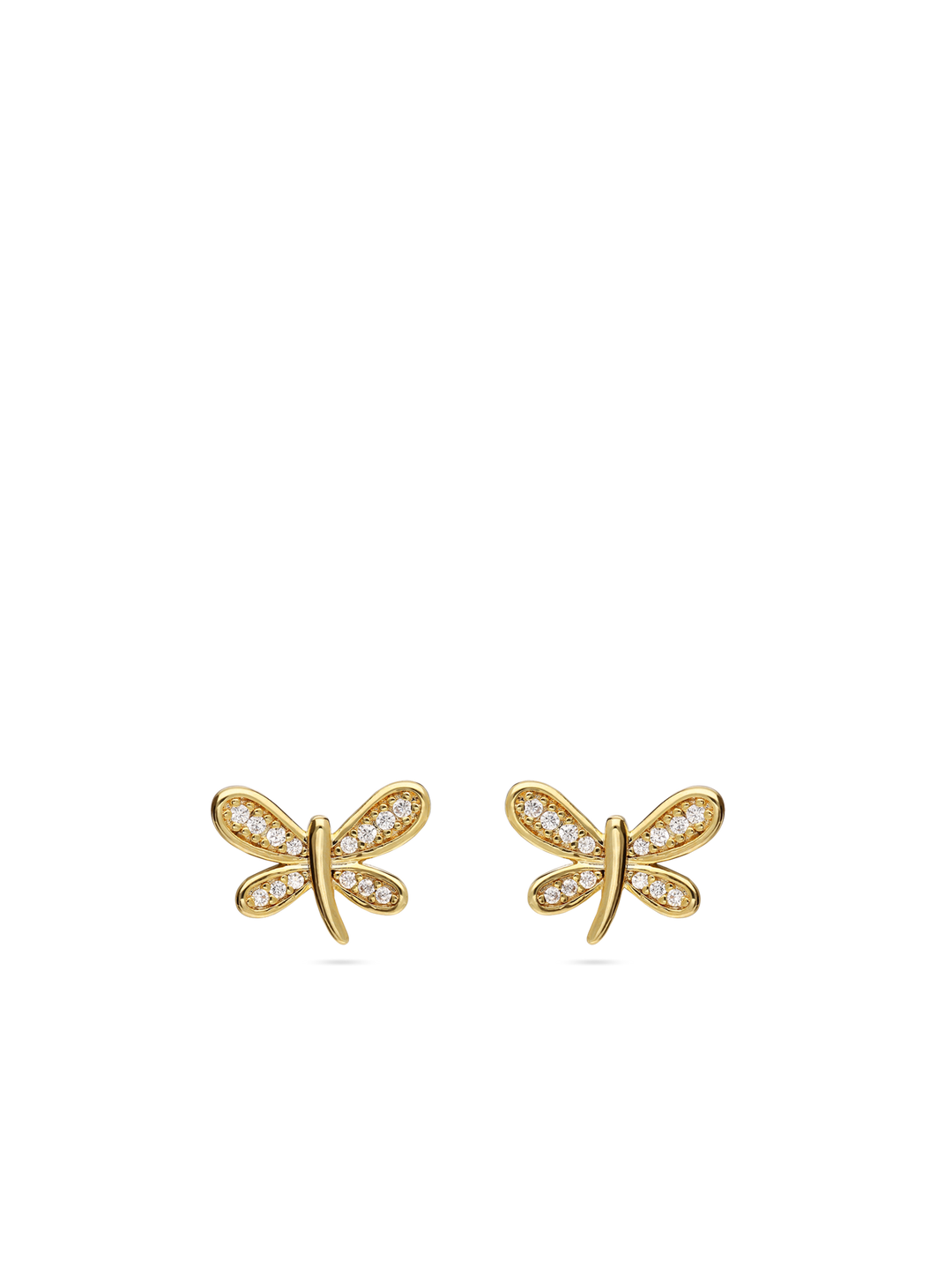 Brincos de placa banhados a ouro com zircónias e borboleta