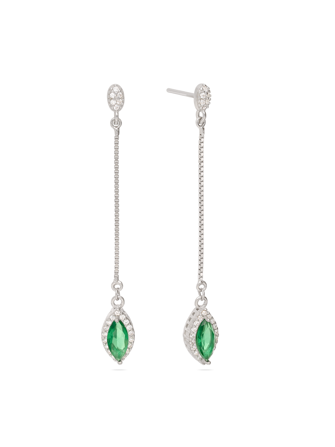 Pendentes em prata 925 com zircónia verde