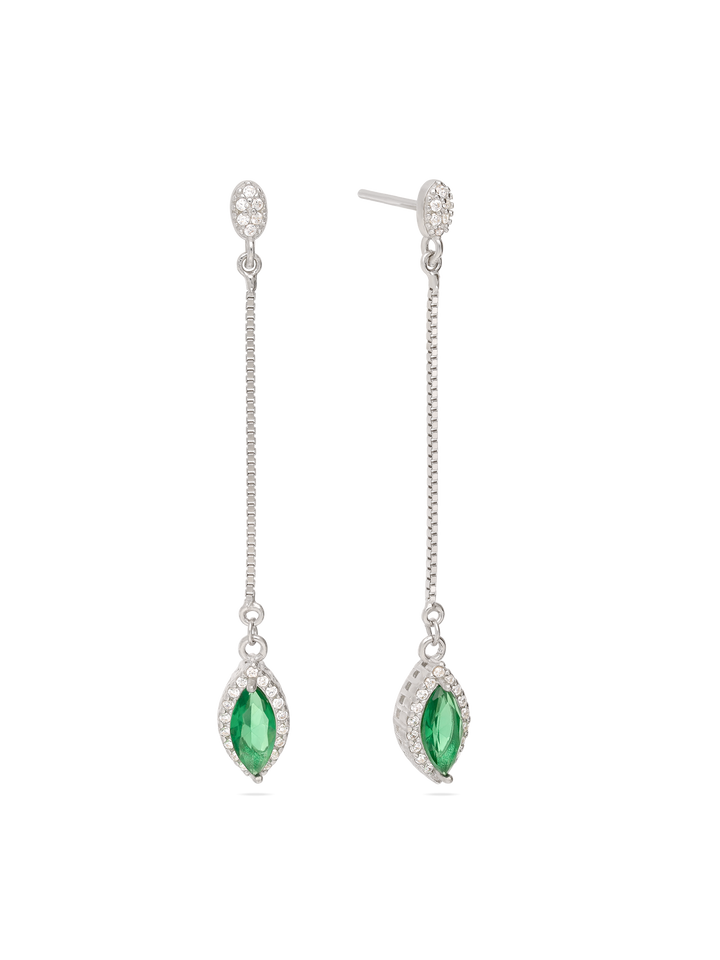 Pendentes em prata 925 com zircónia verde