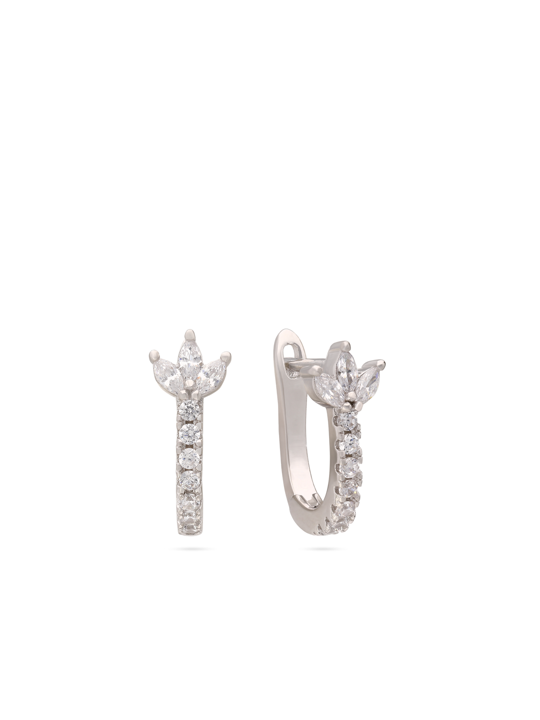 Argolas flor em prata 925 com zircónias