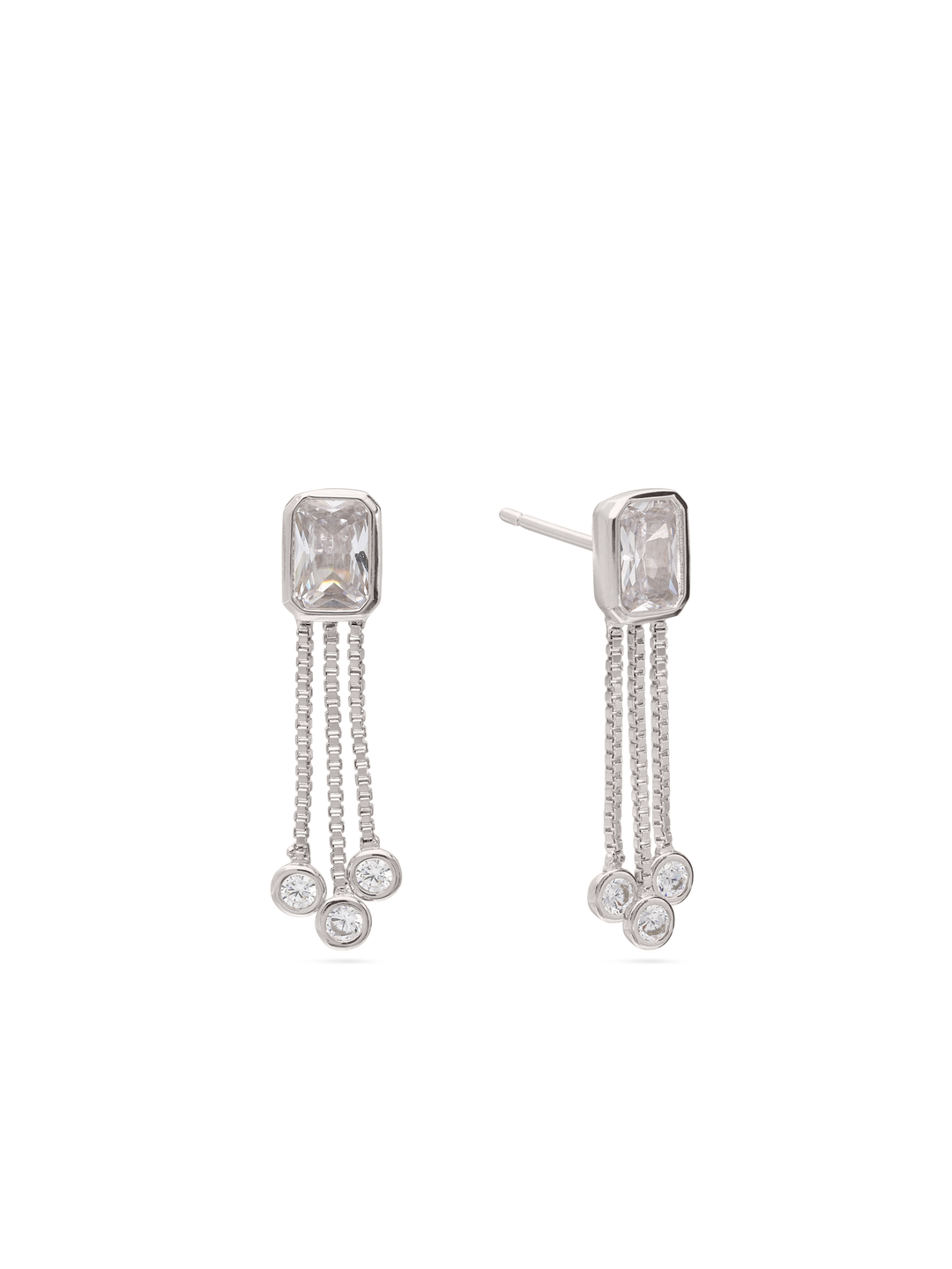 Pendentes quadrado em prata 925 com zircónia