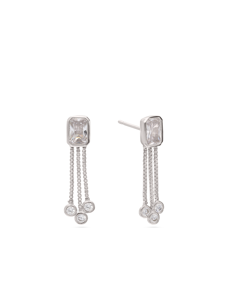 Pendentes quadrado em prata 925 com zircónia
