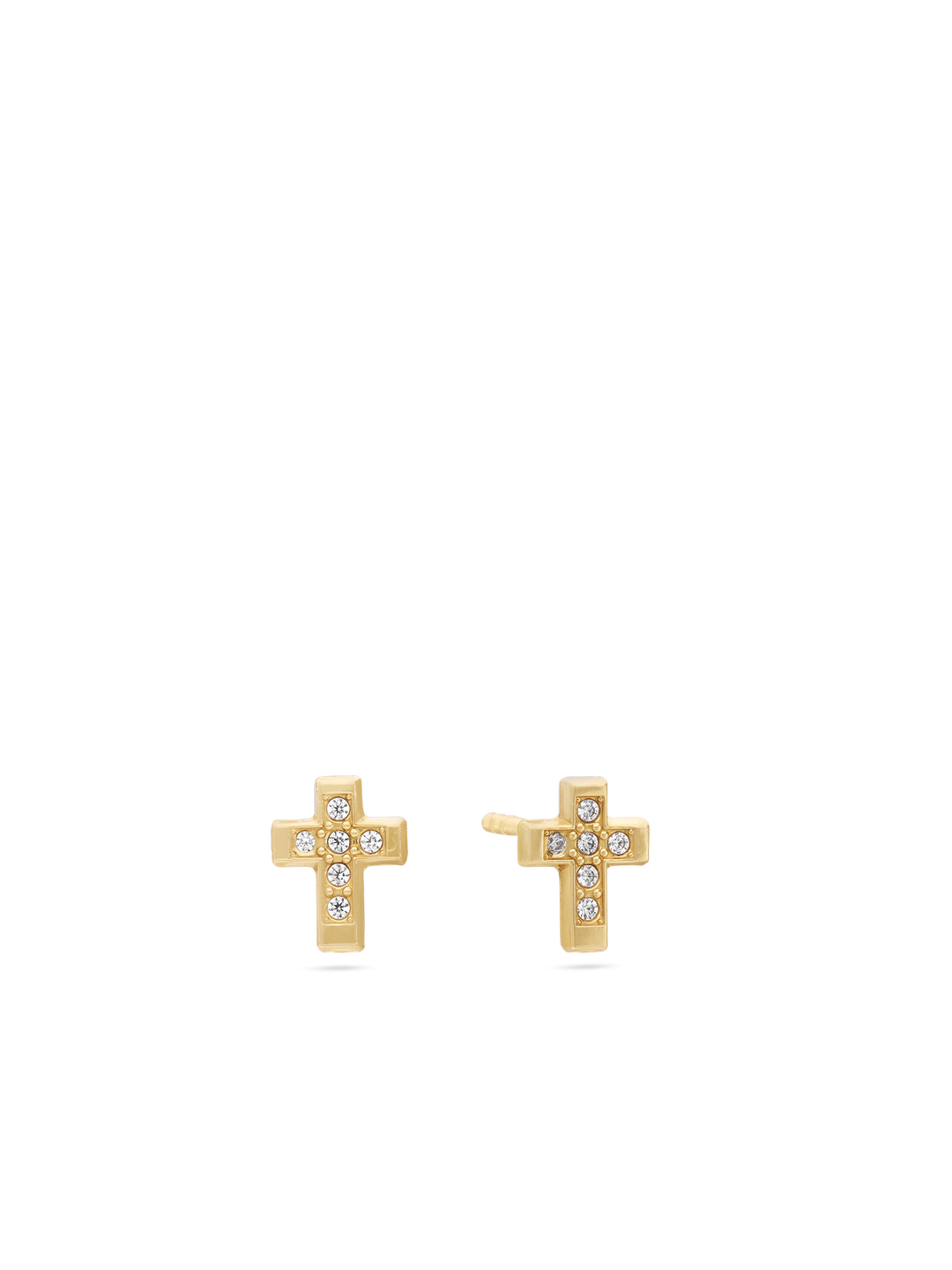 Brincos de placa cruz em ouro 9K com zircónia