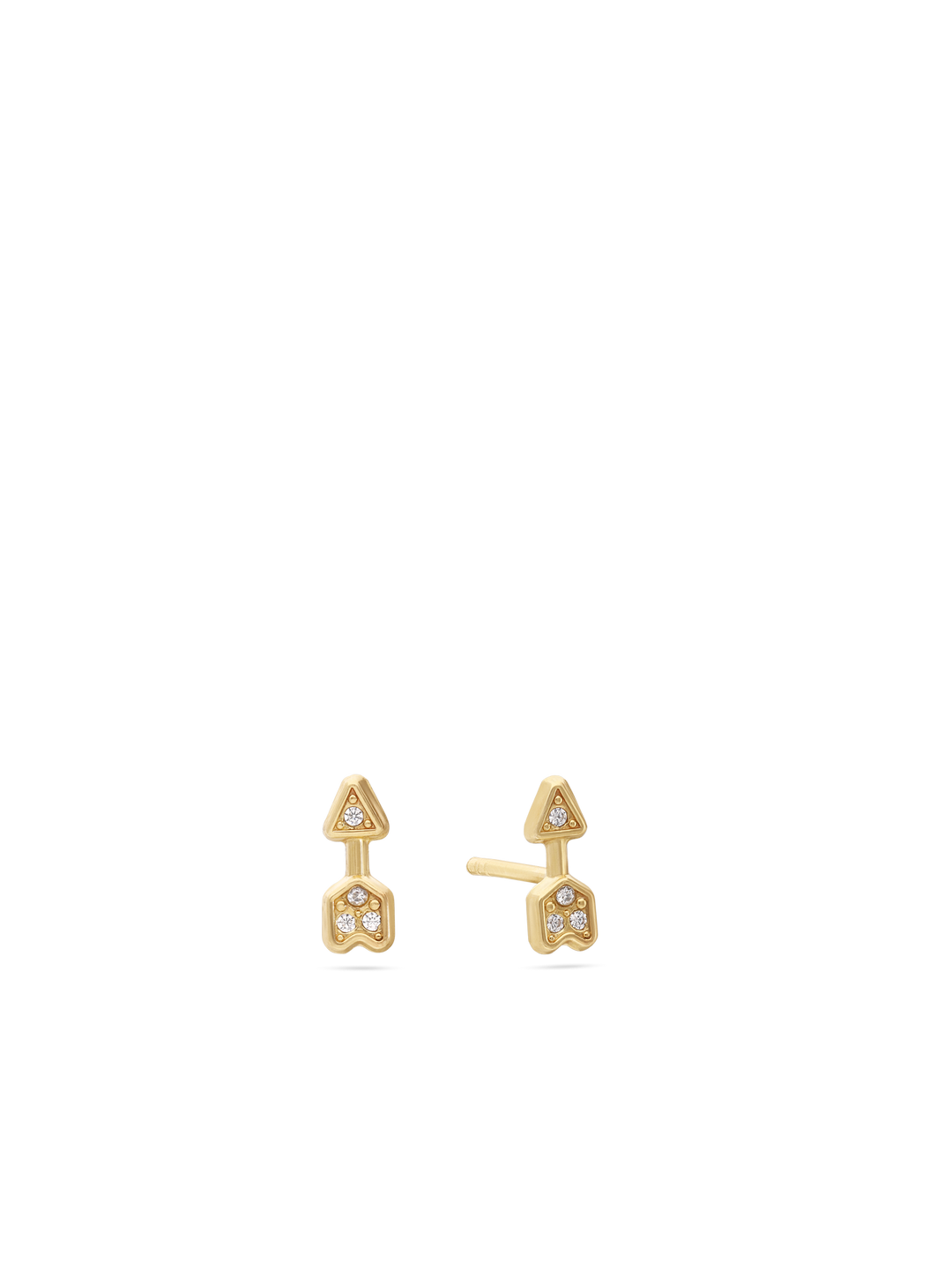 Brincos de placa seta em ouro 9K com zircónias