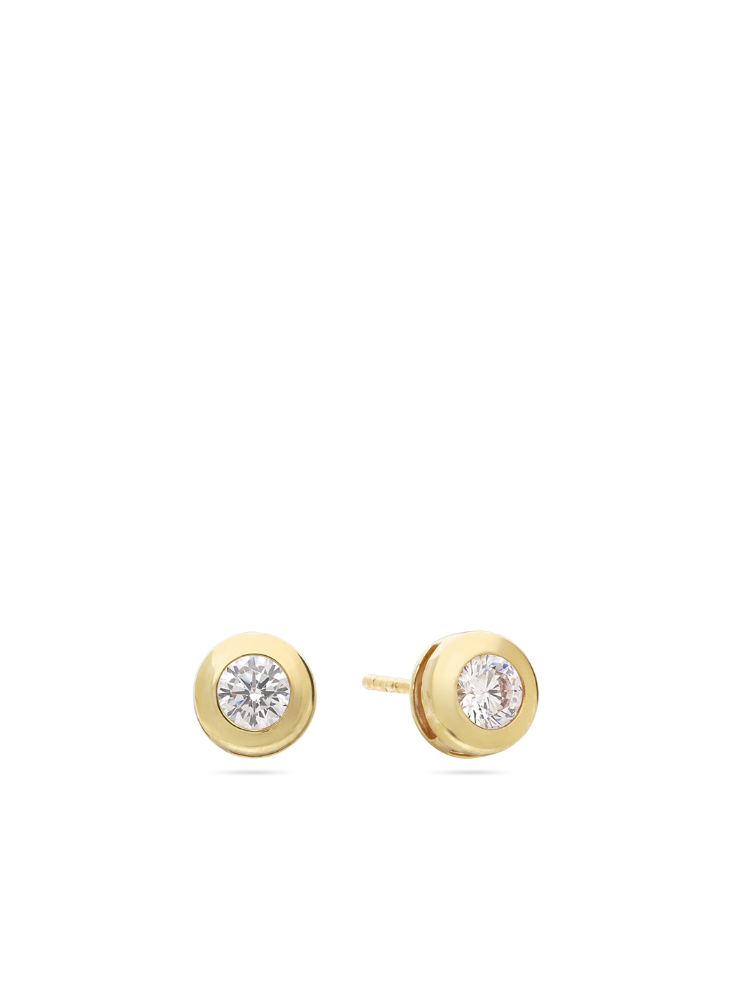 Brincos de placa em ouro 9K com zircónia