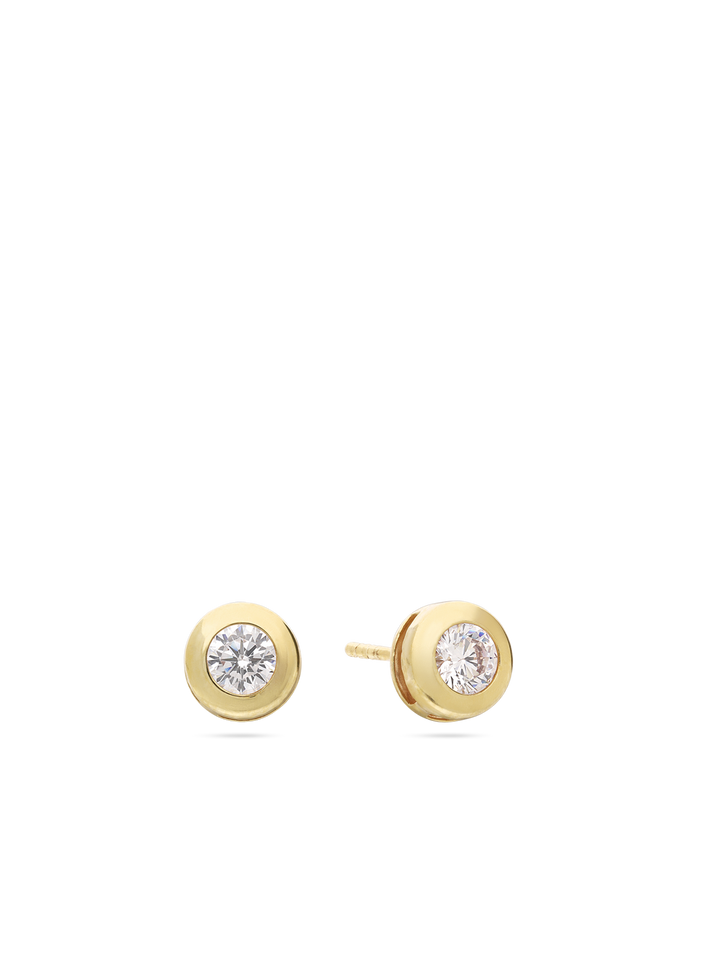 Brincos de placa em ouro 9K com zircónia