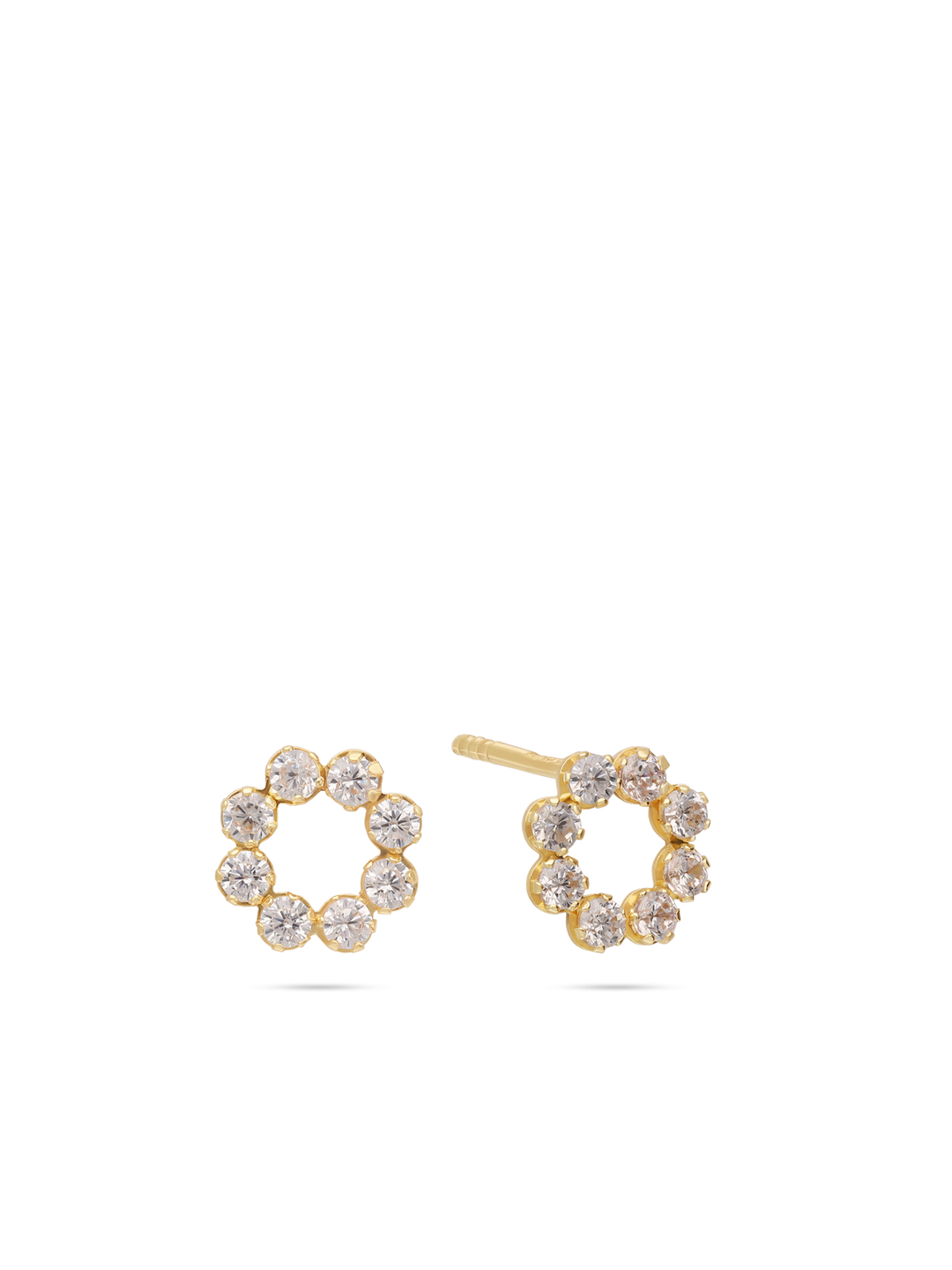 Brincos de placa círculo em ouro 9K  com zircónias
