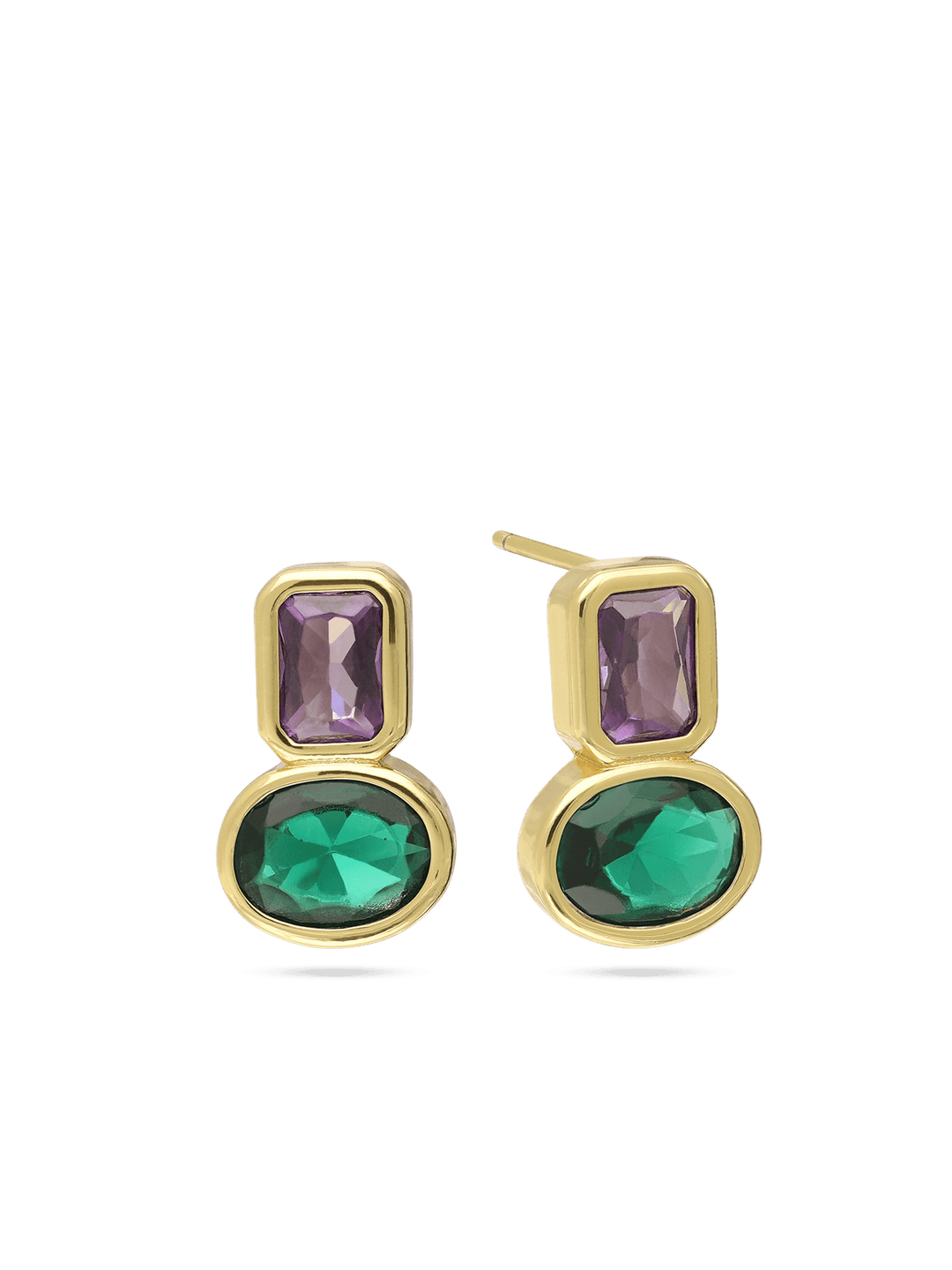 Pendentes banhados a ouro com zircónia e cristais coloridos