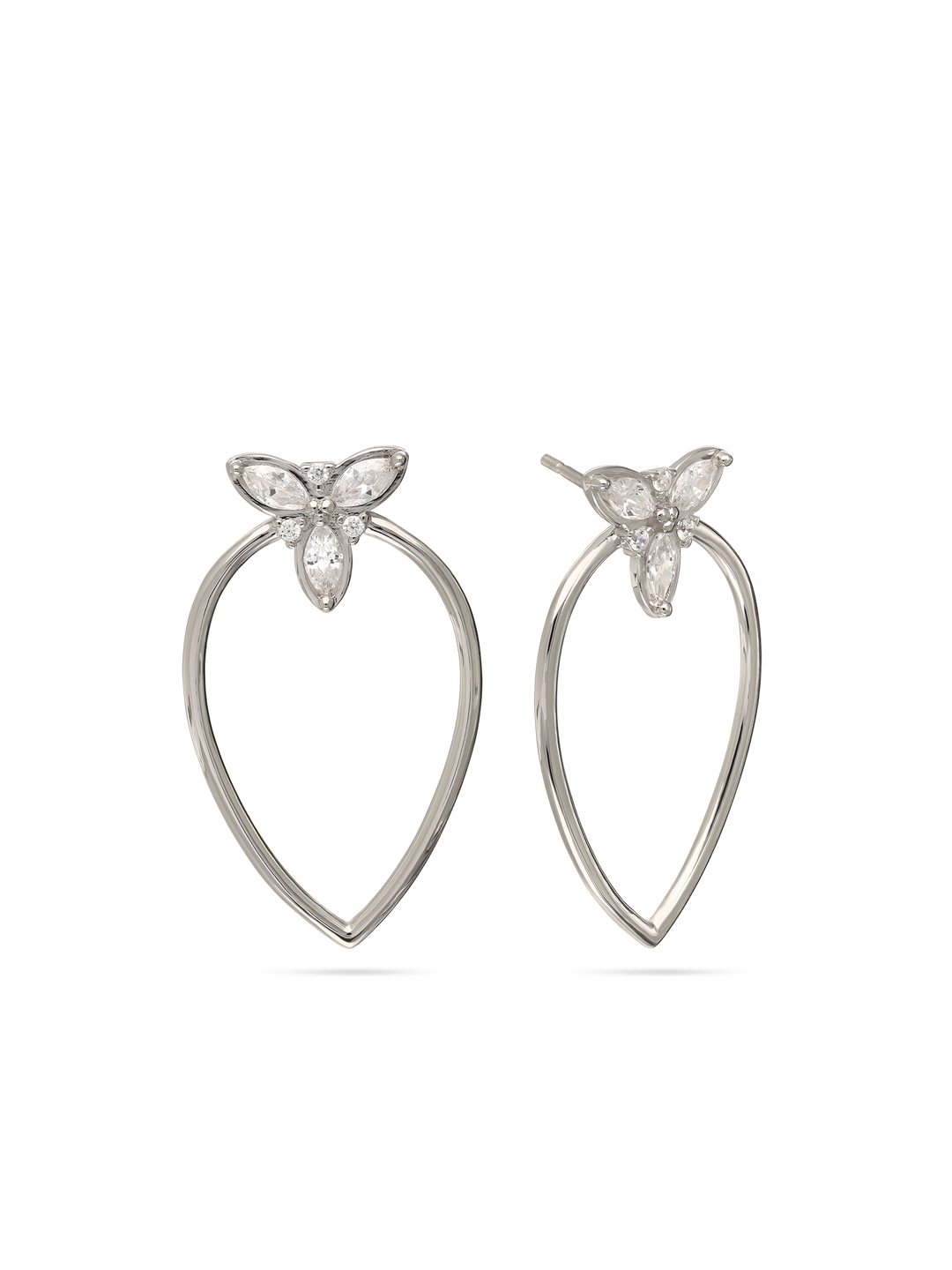 Pendentes flor em prata 925 com zircónias