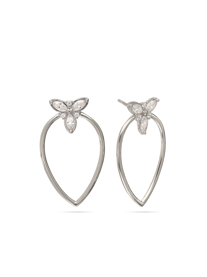 Pendentes flor em prata 925 com zircónias
