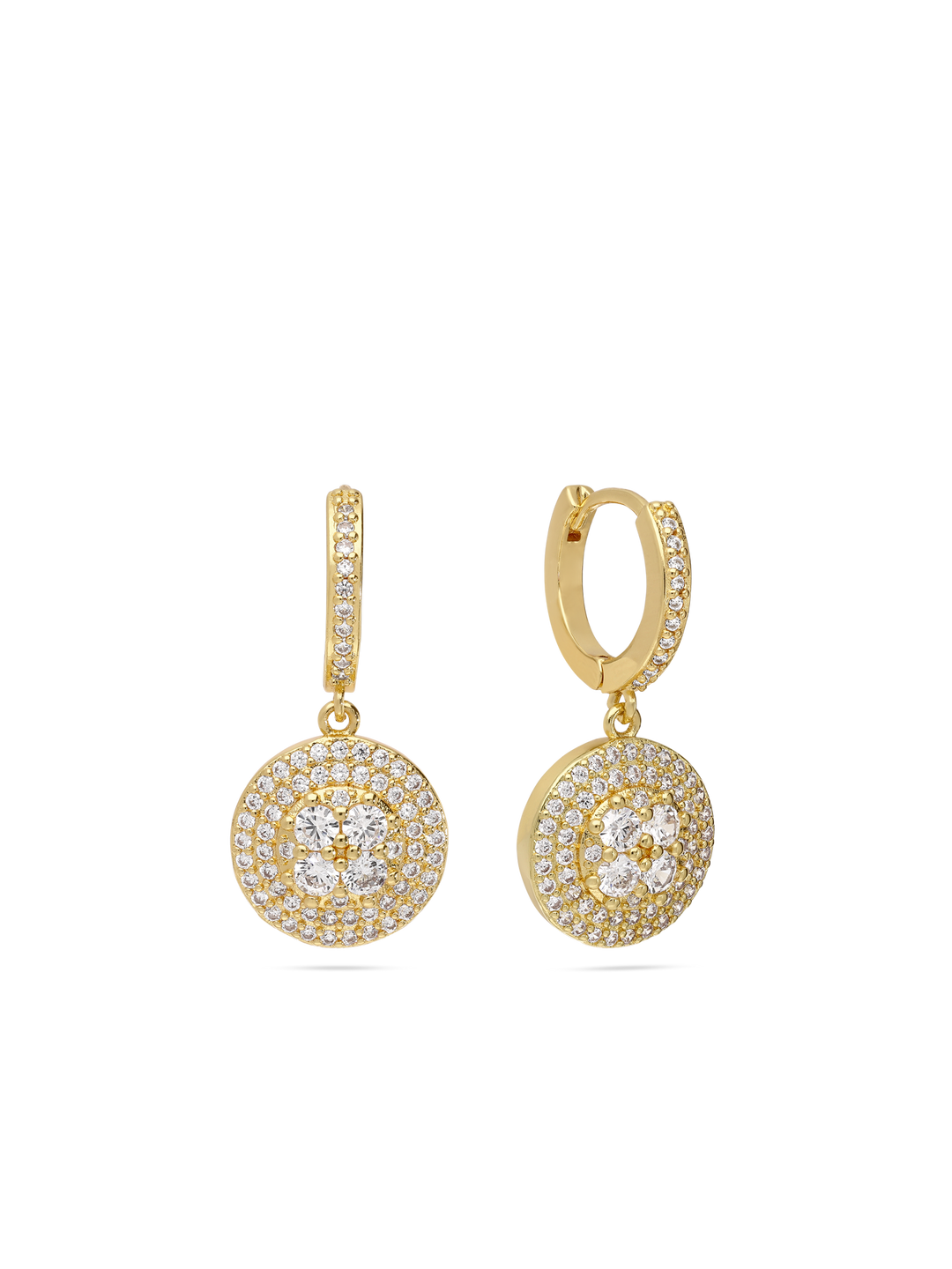 Pendentes banhados a ouro com zircónias