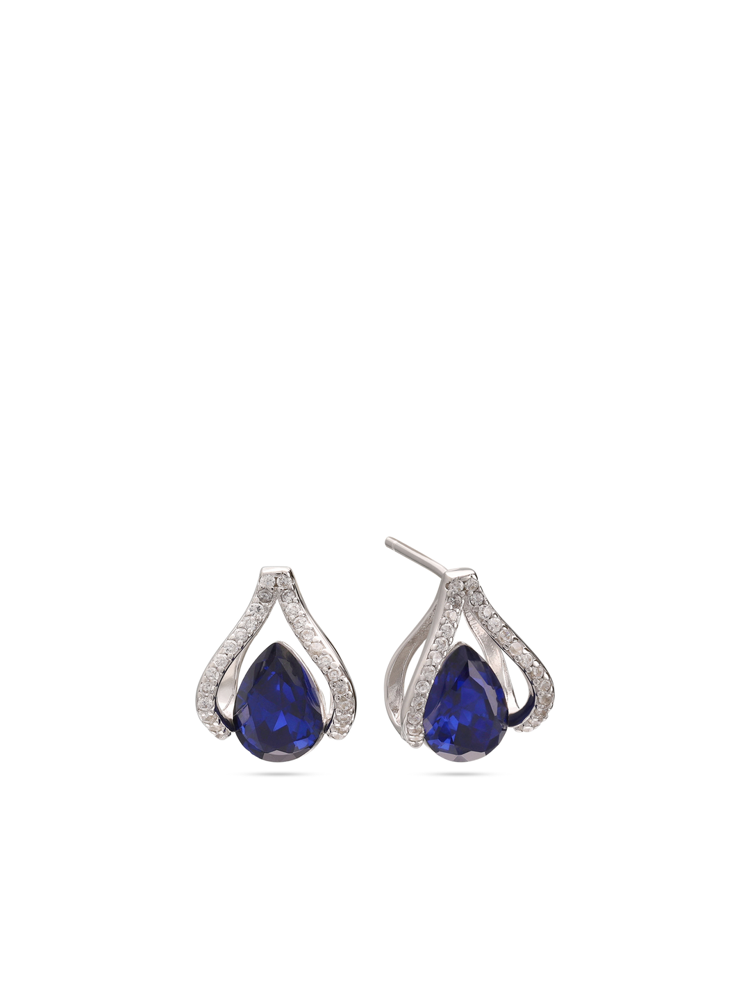 Brincos de placa em pata 925 com zircónia azul